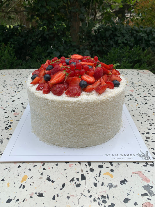 Coconut Coated Fruit Cake on the Top